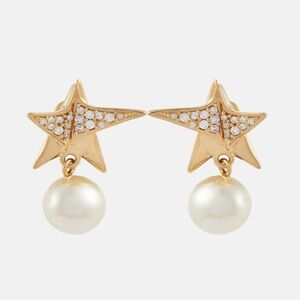 Salvatore Ferragamo Gold Star Earrings with Pearl Drops